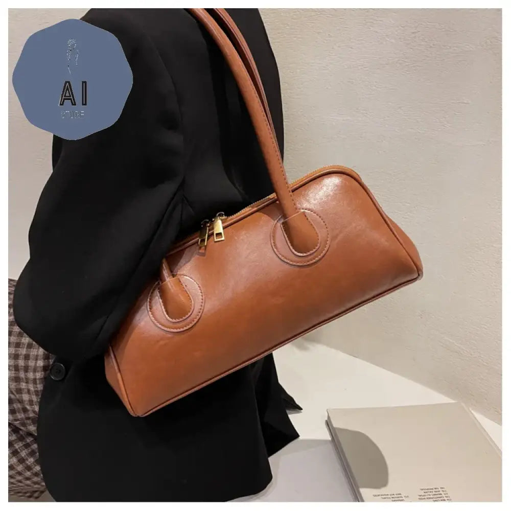 Solid Color PU Zipper Stitched Pillow Shape Fashion Shoulder Bag Versatile Handbag 2024 Hot Sale Bags for Women Bolsas