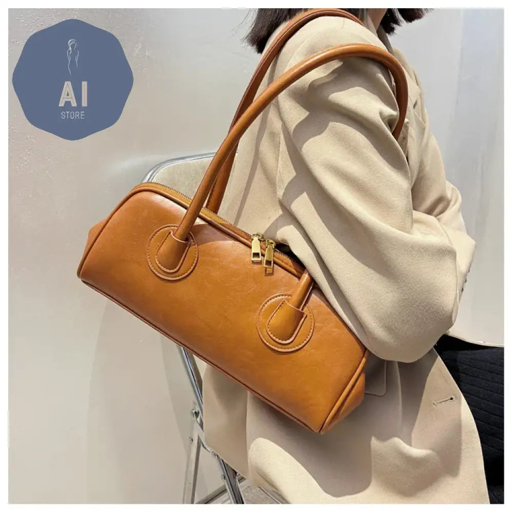 Solid Color PU Zipper Stitched Pillow Shape Fashion Shoulder Bag Versatile Handbag 2024 Hot Sale Bags for Women Bolsas