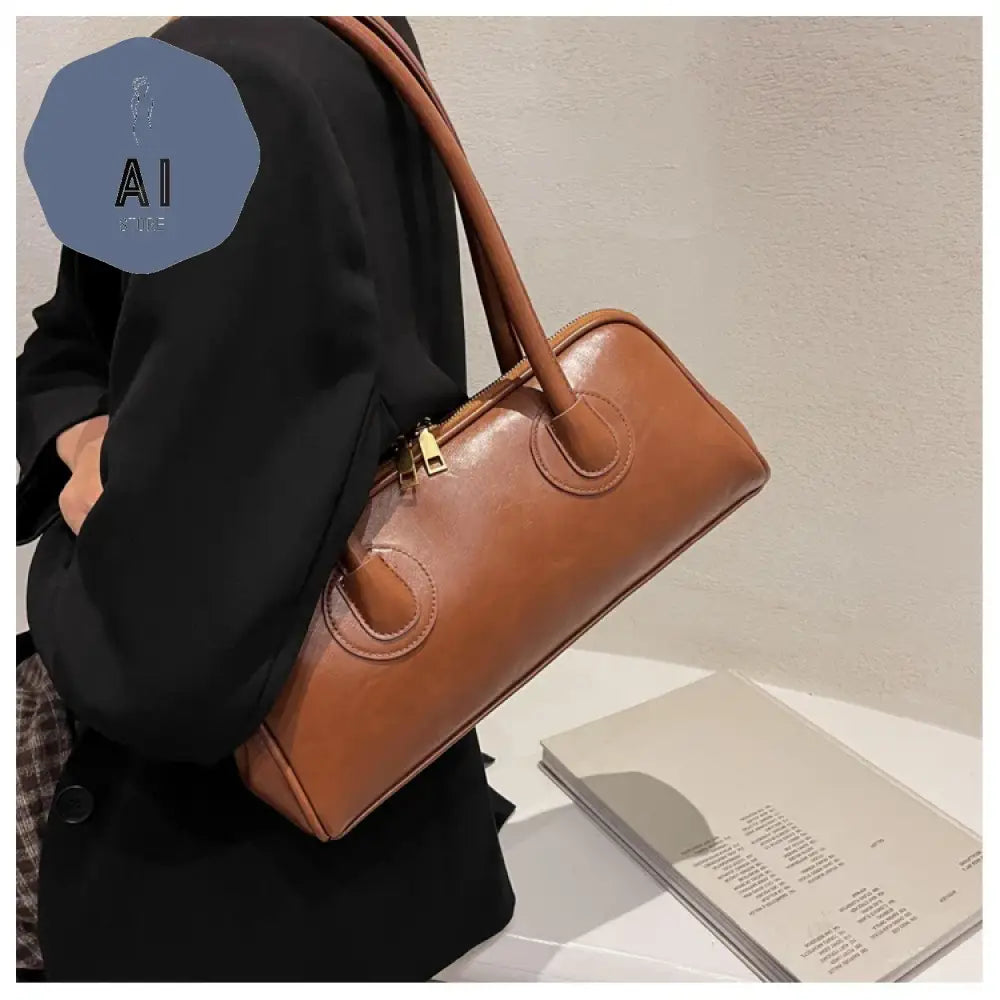 Solid Color PU Zipper Stitched Pillow Shape Fashion Shoulder Bag Versatile Handbag 2024 Hot Sale Bags for Women Bolsas