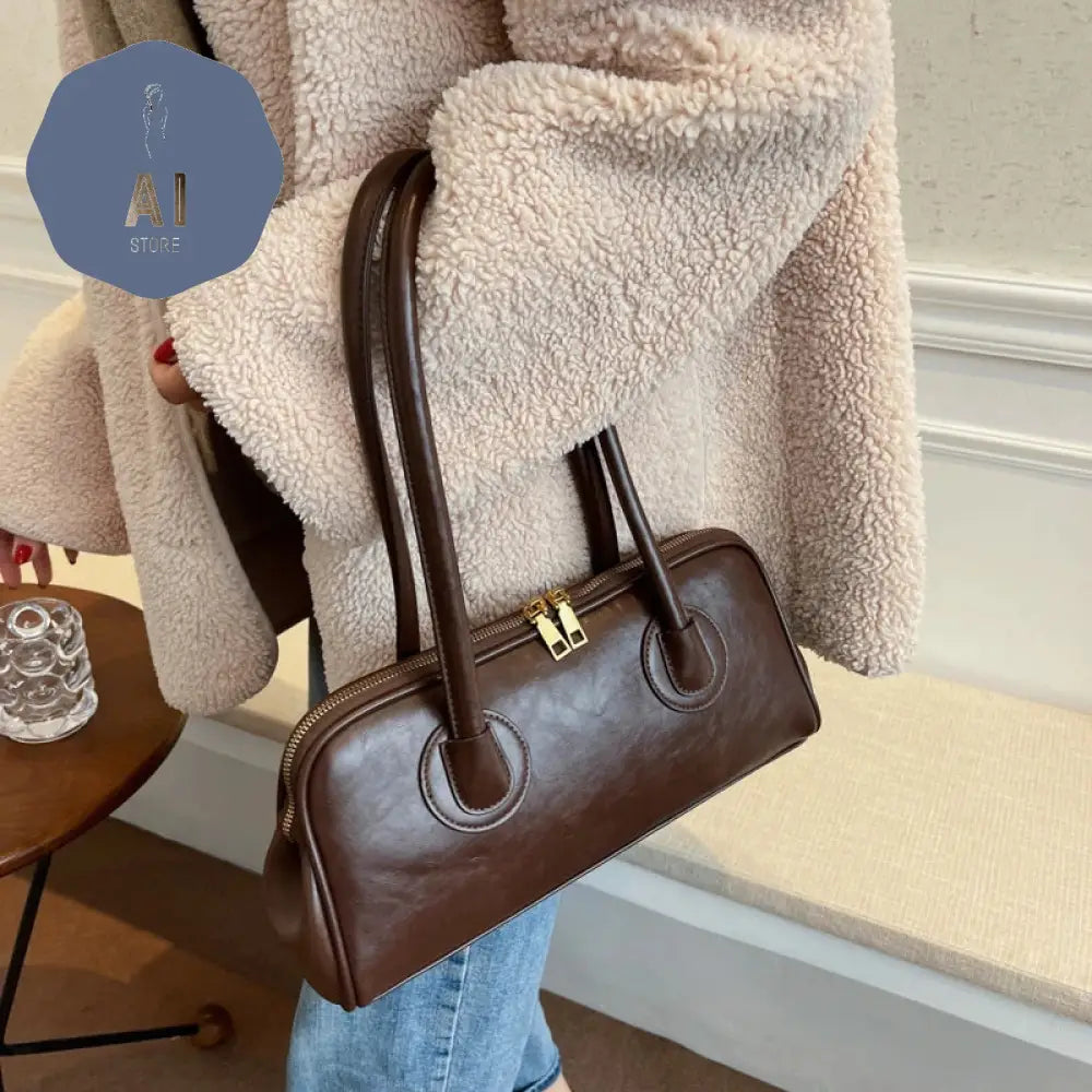 Solid Color PU Zipper Stitched Pillow Shape Fashion Shoulder Bag Versatile Handbag 2024 Hot Sale Bags for Women Bolsas