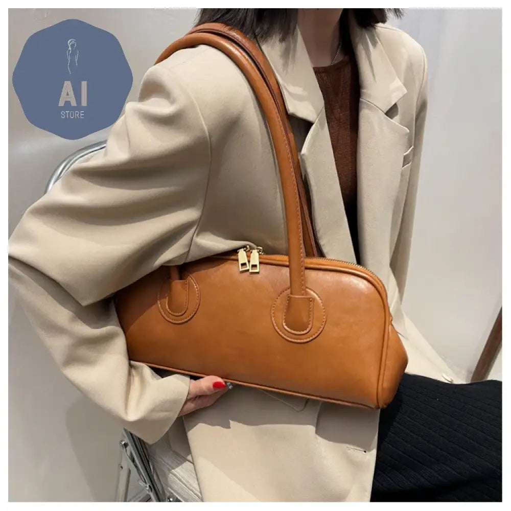 Solid Color PU Zipper Stitched Pillow Shape Fashion Shoulder Bag Versatile Handbag 2024 Hot Sale Bags for Women Bolsas