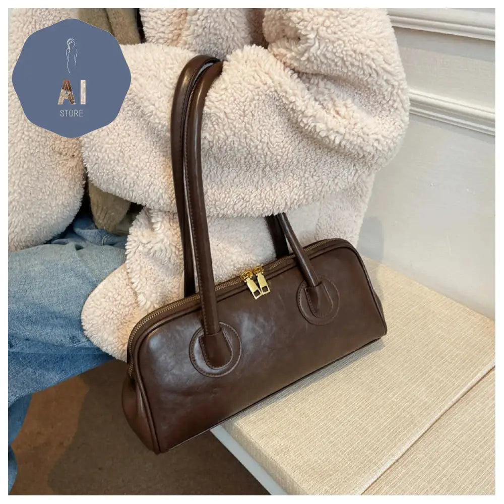 Solid Color PU Zipper Stitched Pillow Shape Fashion Shoulder Bag Versatile Handbag 2024 Hot Sale Bags for Women Bolsas