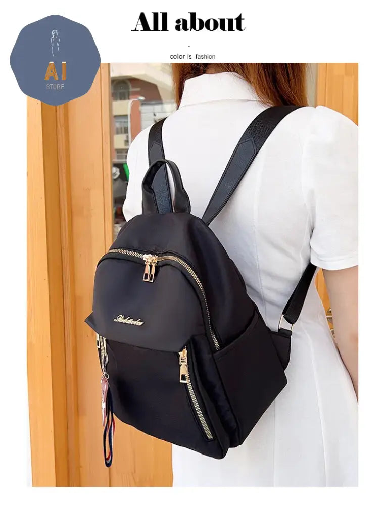 Solid Zipper High Capacity Thread Waterproof Nylon Fashion Backpacks 2024 Hot Sale Versatile Women’s Bag Mochila Mujer