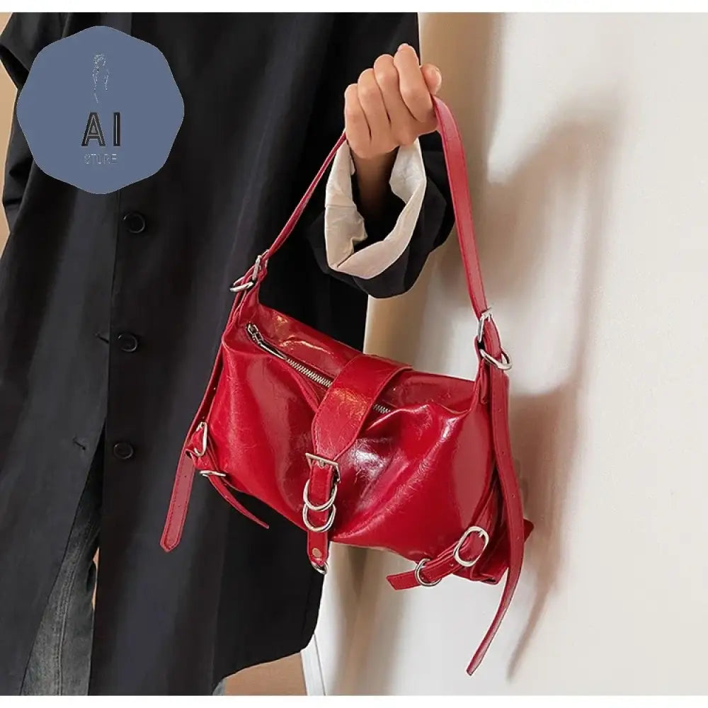 Zipper Shoulder Bags PU Simplicity 2024High Quality Women’s Bag High-capacity Sewing Thread Shoulder Bag Solid